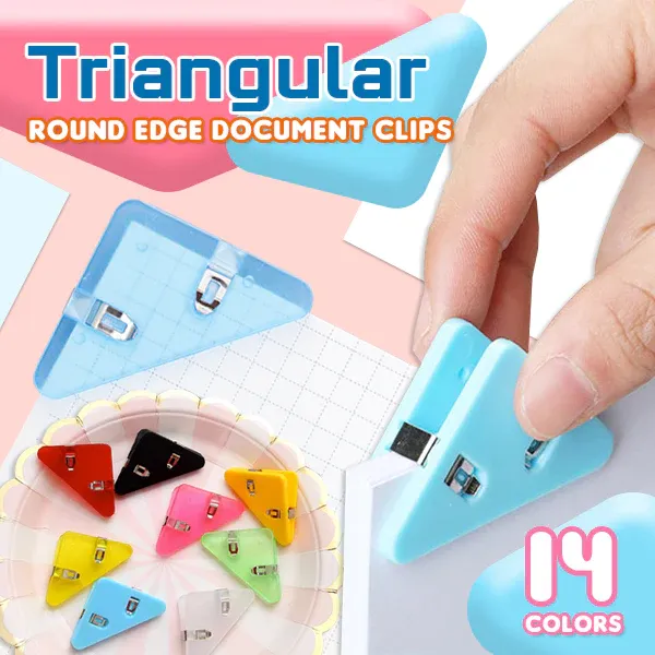 Triangular Round Edge Document Clips &ndash; safe paper fasteners